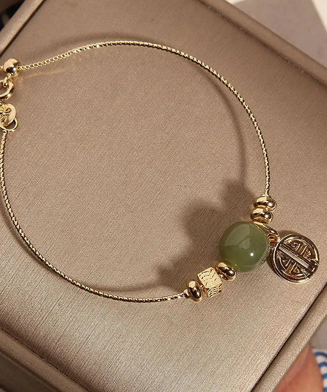 Handmade Gold Overgild Jade Fu Character Charm Bracelet LY8580