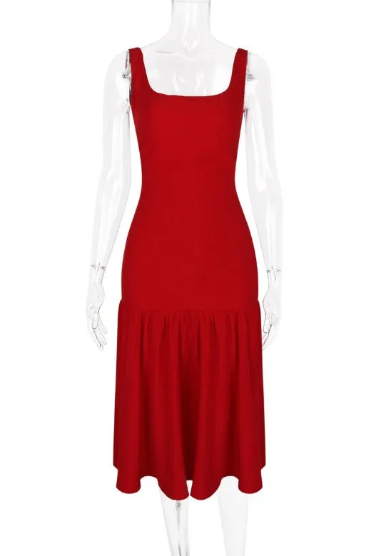 Harriet Bodycon Midi Dress - Lipstick Red