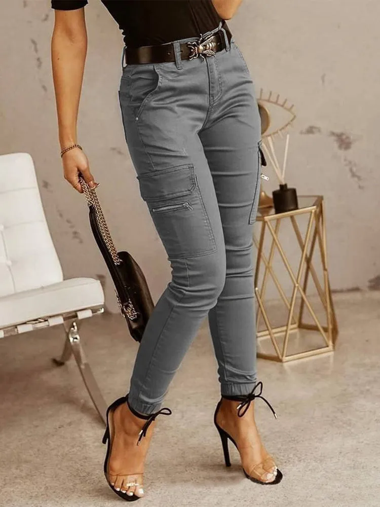 High Rise Skinny Cargo Pants