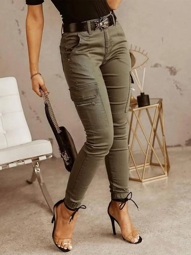 High Rise Skinny Cargo Pants