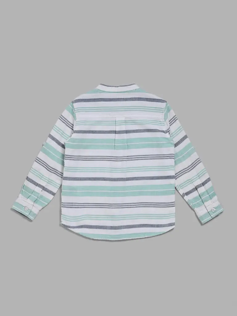 HOP Kids Teal Striped Shirt