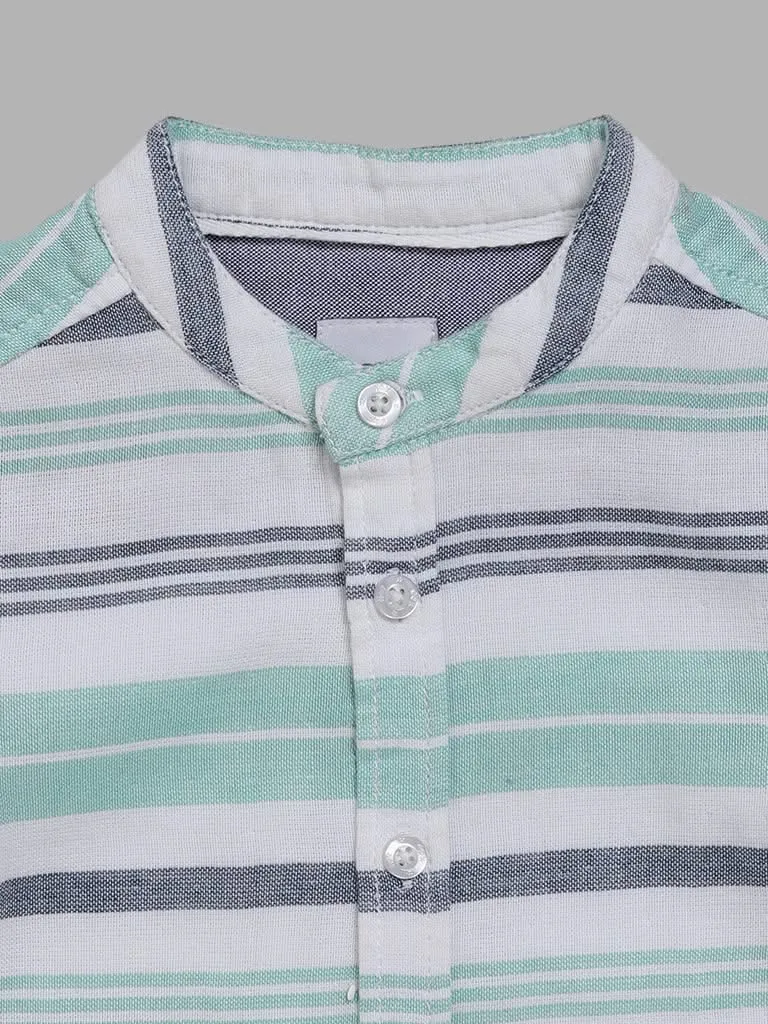 HOP Kids Teal Striped Shirt