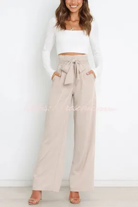 In Vogue Belted Pocketed Wide Leg Pants