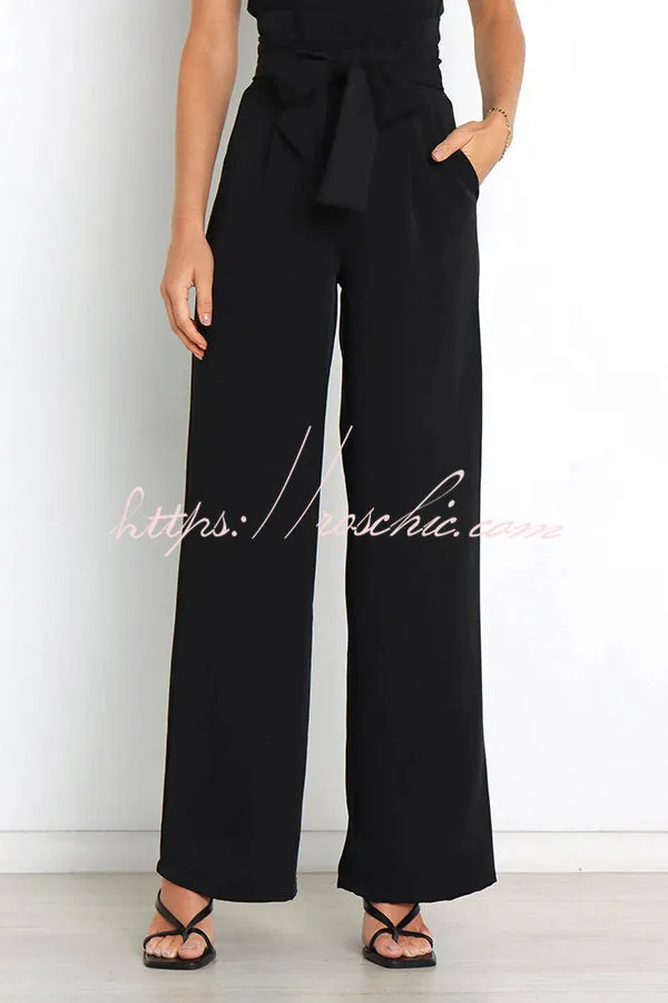 In Vogue Belted Pocketed Wide Leg Pants