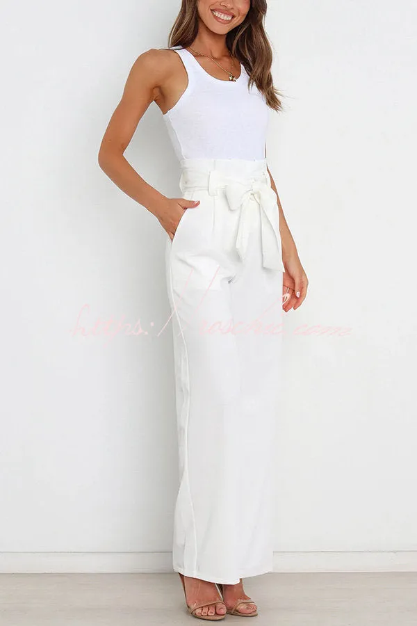 In Vogue Belted Pocketed Wide Leg Pants