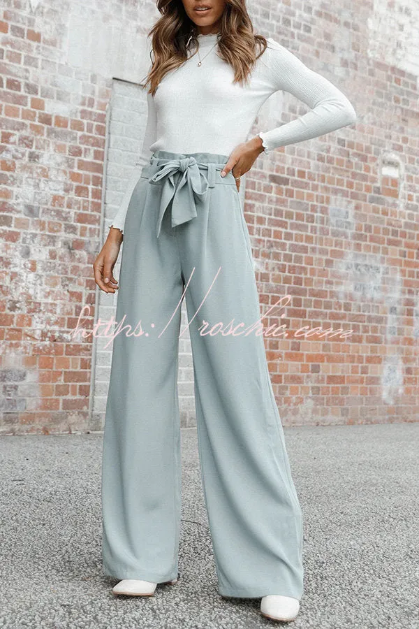 In Vogue Belted Pocketed Wide Leg Pants