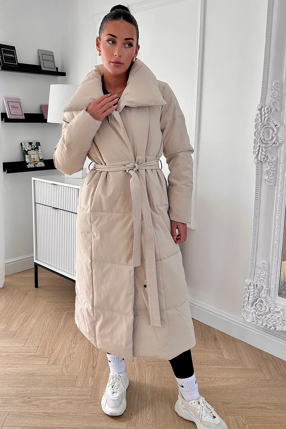 Iris Beige Long Duvet Padded Coat