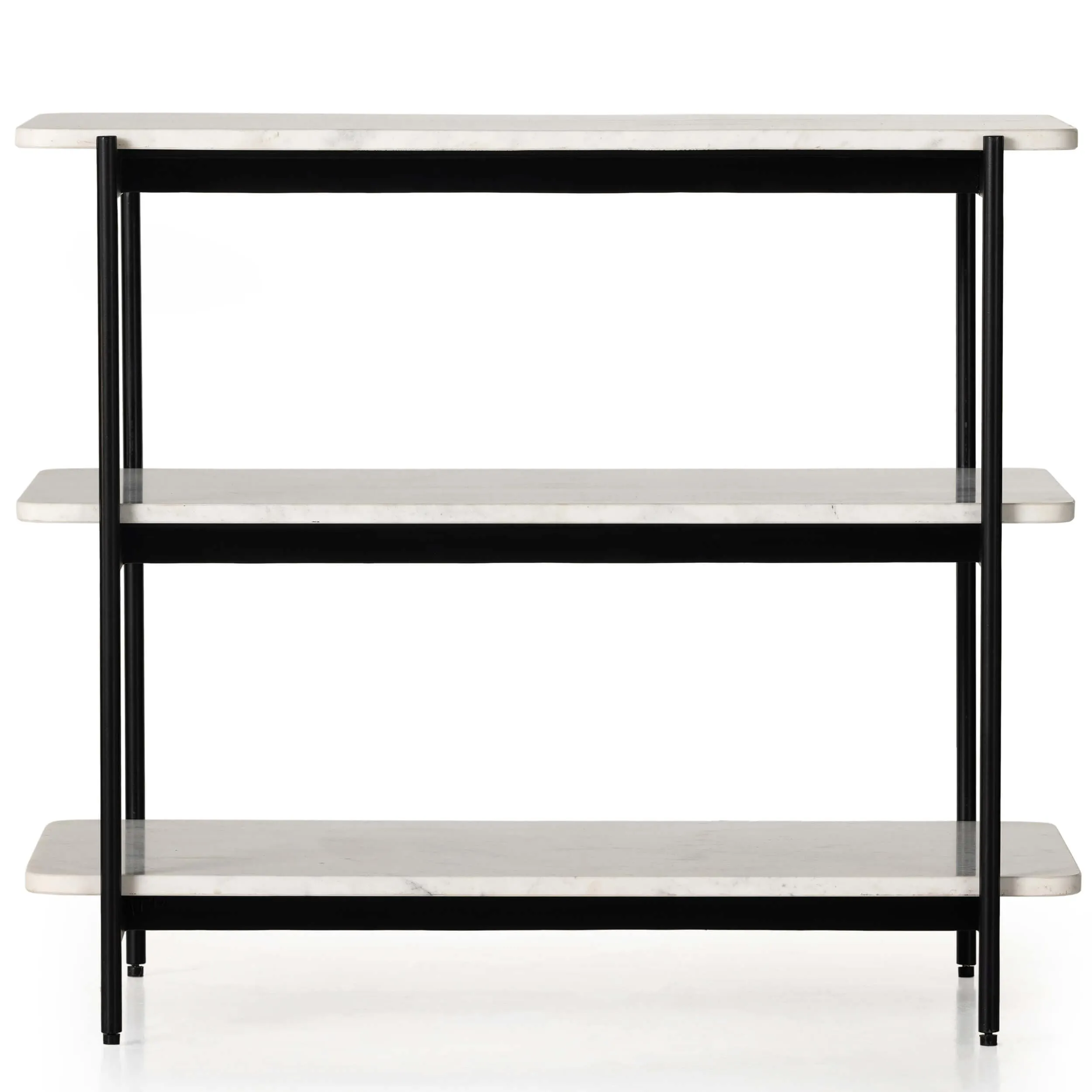 Jasper Nightstand, Matte Black Iron/ White Marble