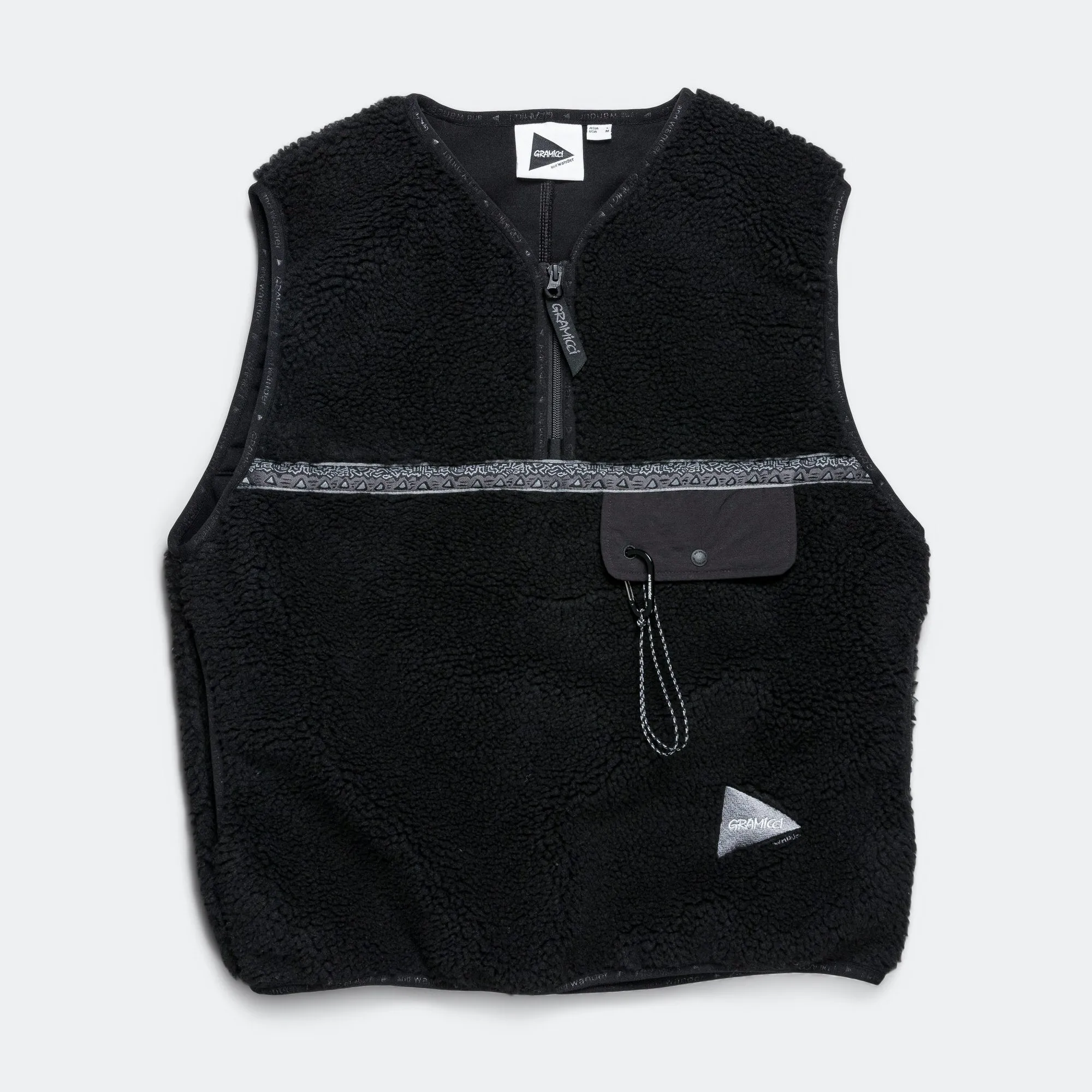 JQ Tape Fleece Vest x and wander - Black