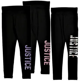 JUSTICE Big Girls Glitter Hologram Logo Active Fit Leggings