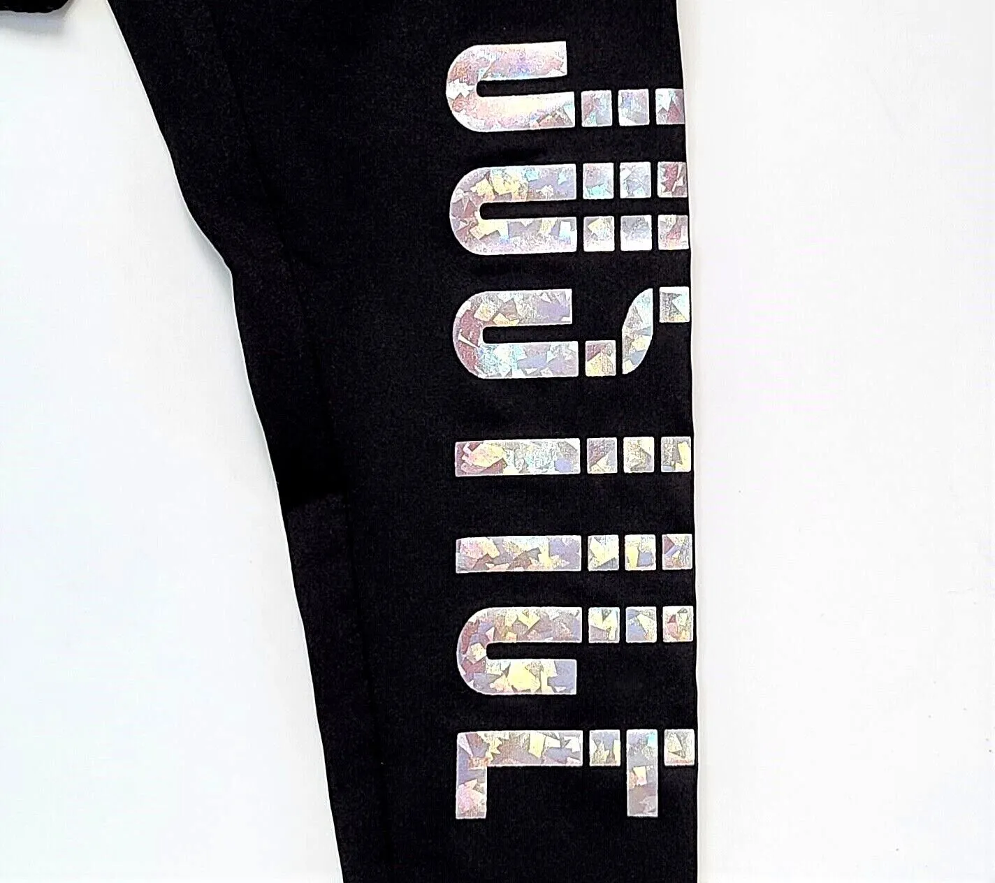 JUSTICE Big Girls Glitter Hologram Logo Active Fit Leggings