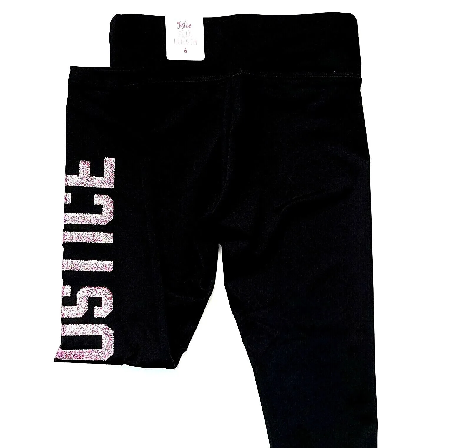 JUSTICE Big Girls Glitter Hologram Logo Active Fit Leggings