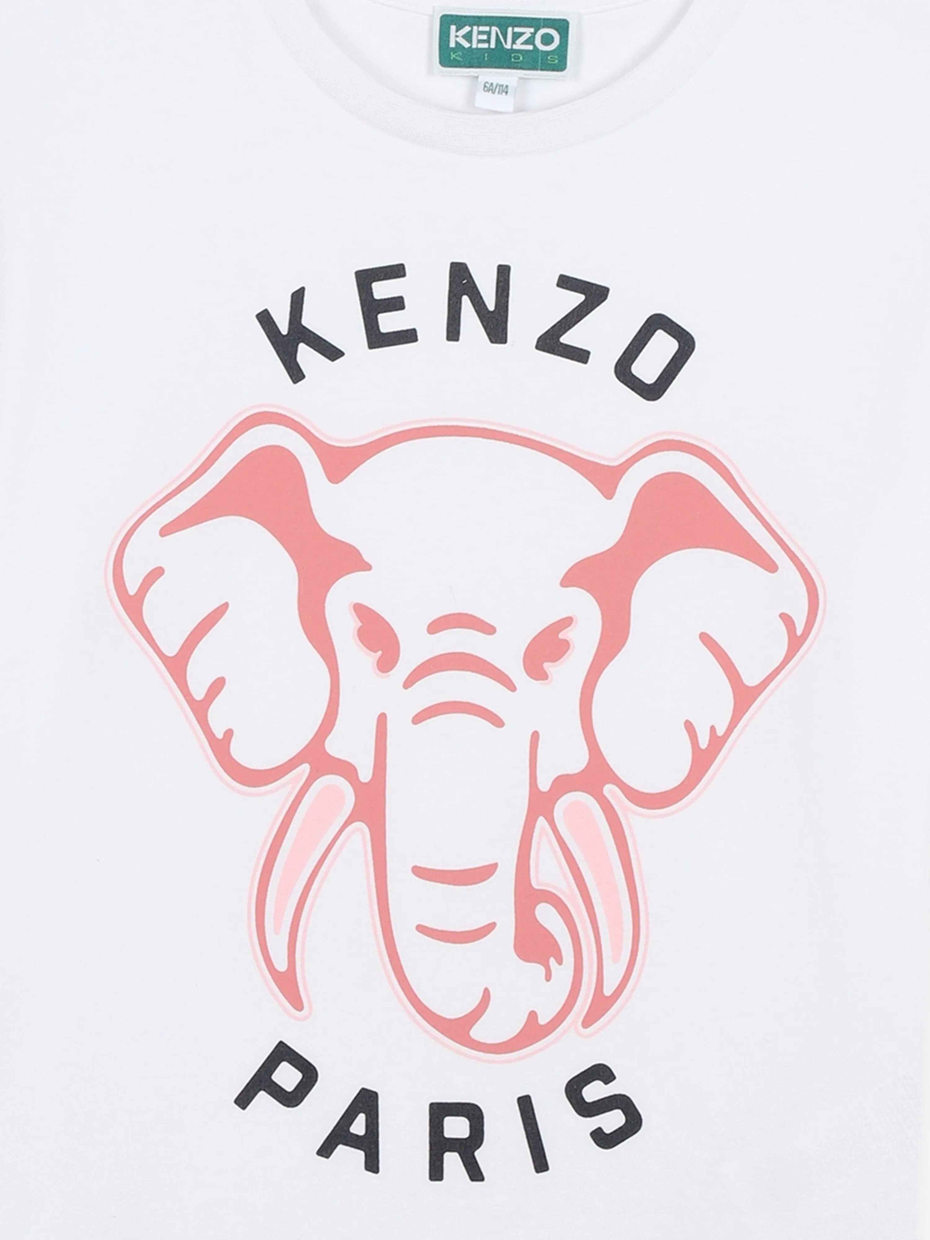 KENZO Girls Elephant Logo T-Shirt in White