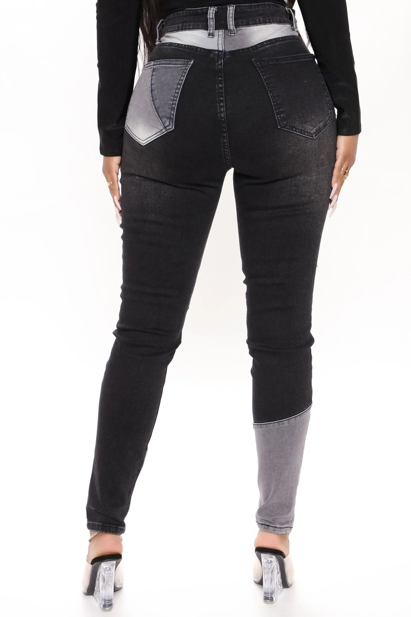 KittenAlarm - All Fixed Up Patchwork Skinny Jeans - Black/combo