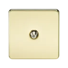 Knightsbridge Screwless 1 Gang Satellite TV Outlet (Non-Isolated) - Polished Brass