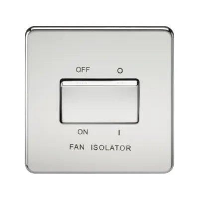 Knightsbridge Screwless 10A 3 Pole Fan Isolator Switch - Polished Chrome