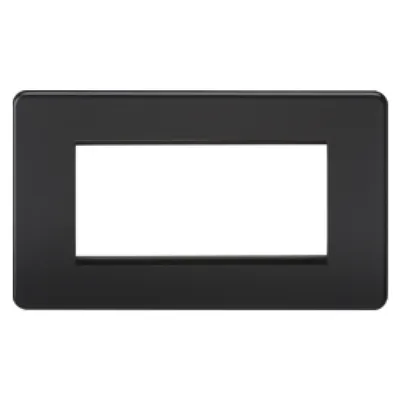 Knightsbridge Screwless 2 Gang 4 Module Europlate - Matt Black