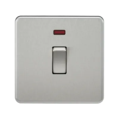 Knightsbridge Screwless 20A 1 Gang Double Pole Switch With Neon - Brushed Chrome