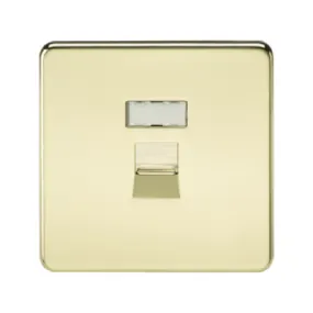 Knightsbridge Screwless RJ45 Network Outlet - Polished Brass