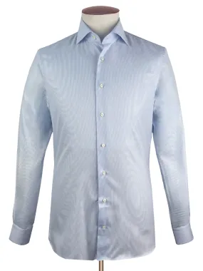 Light Blue & White Butcher Stripe Cutaway Collar Shirt