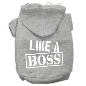 Like A Boss Screen Print Pet Hoodies Grey Size Med (12)