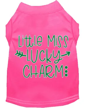 Little Miss Lucky Charm Screen Print Dog Shirt Bright Pink Sm (10)