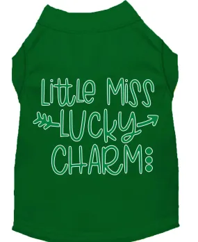 Little Miss Lucky Charm Screen Print Dog Shirt Green Sm (10)