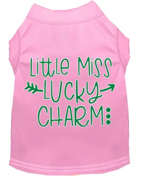 Little Miss Lucky Charm Screen Print Dog Shirt Light Pink Sm (10)