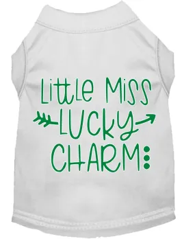 Little Miss Lucky Charm Screen Print Dog Shirt White Med (12)