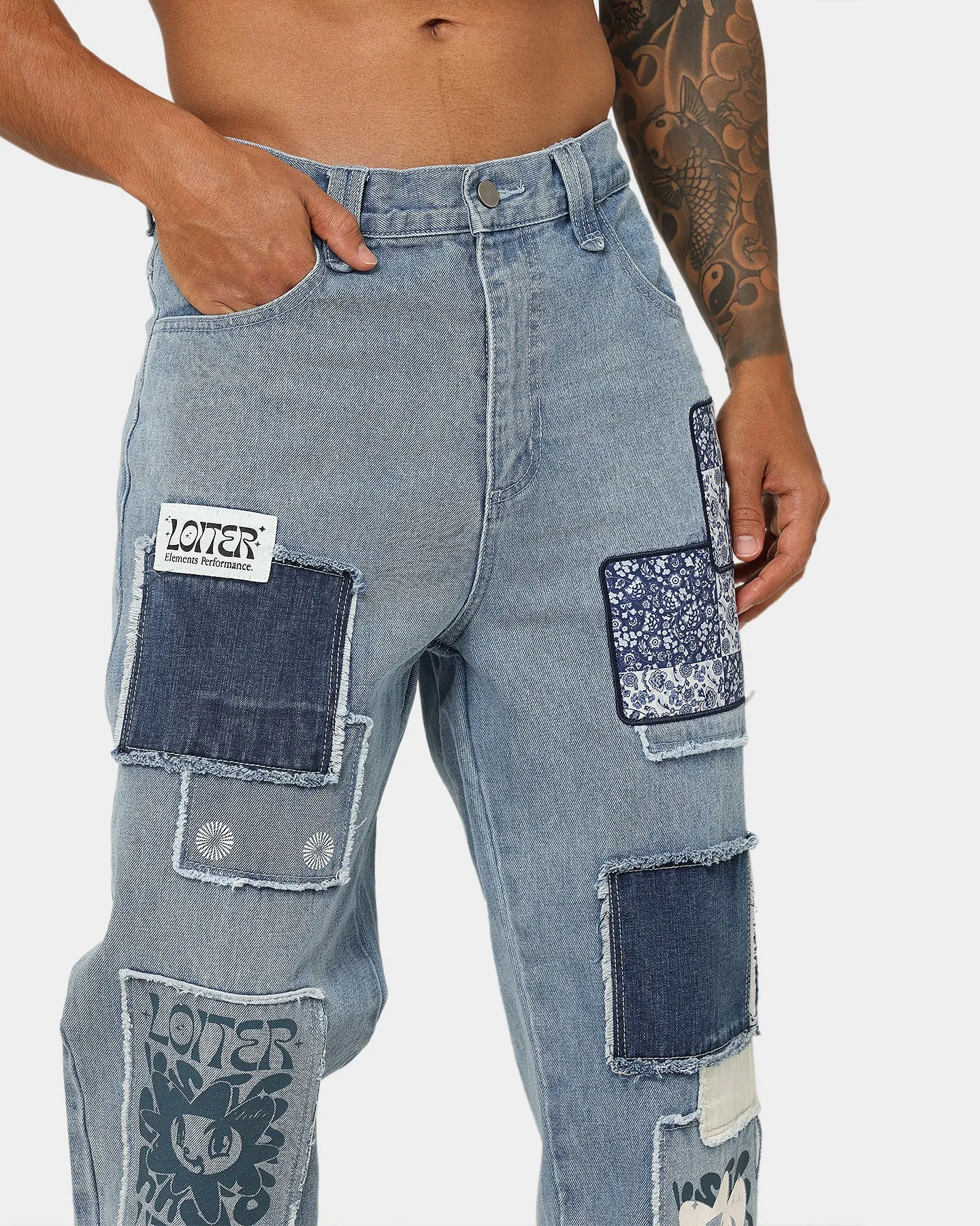 Loiter Utopia Patchwork Jeans Washed Blue