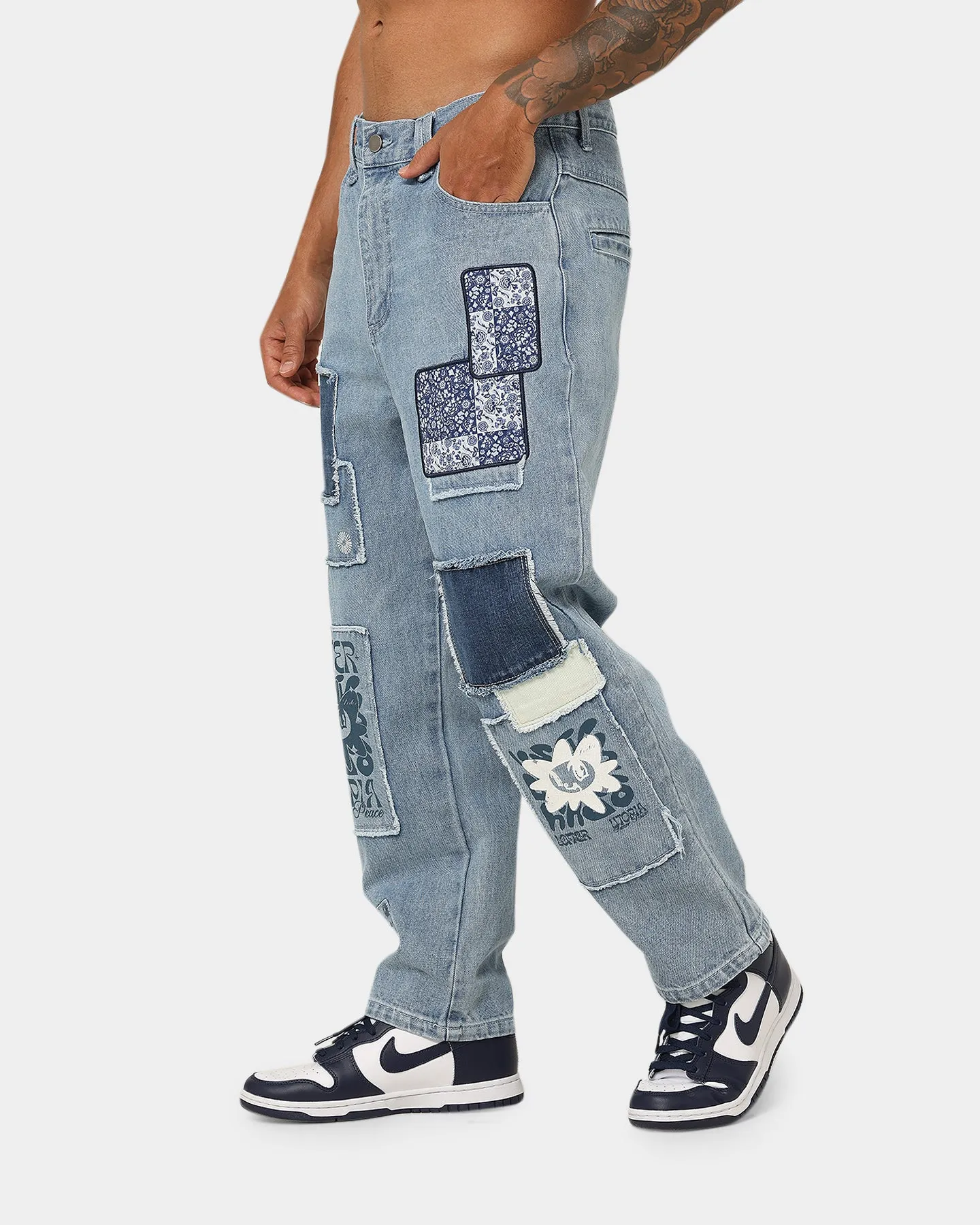 Loiter Utopia Patchwork Jeans Washed Blue