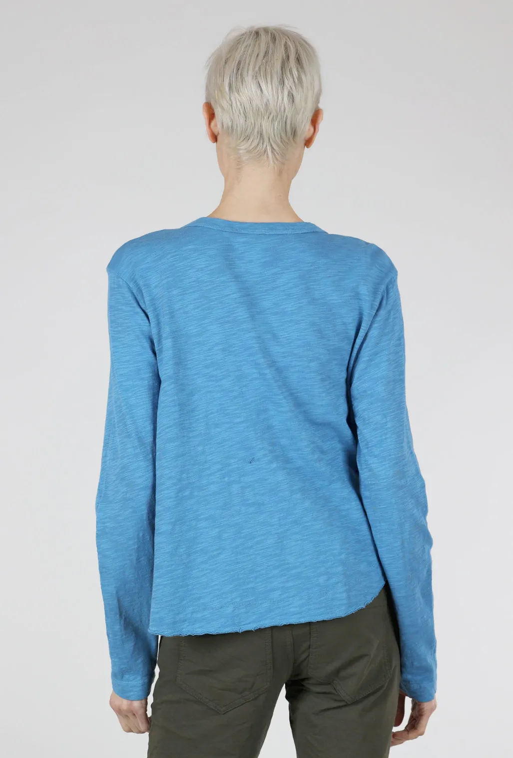 L/S Boxy Shirttail Slub Tee, China Blue