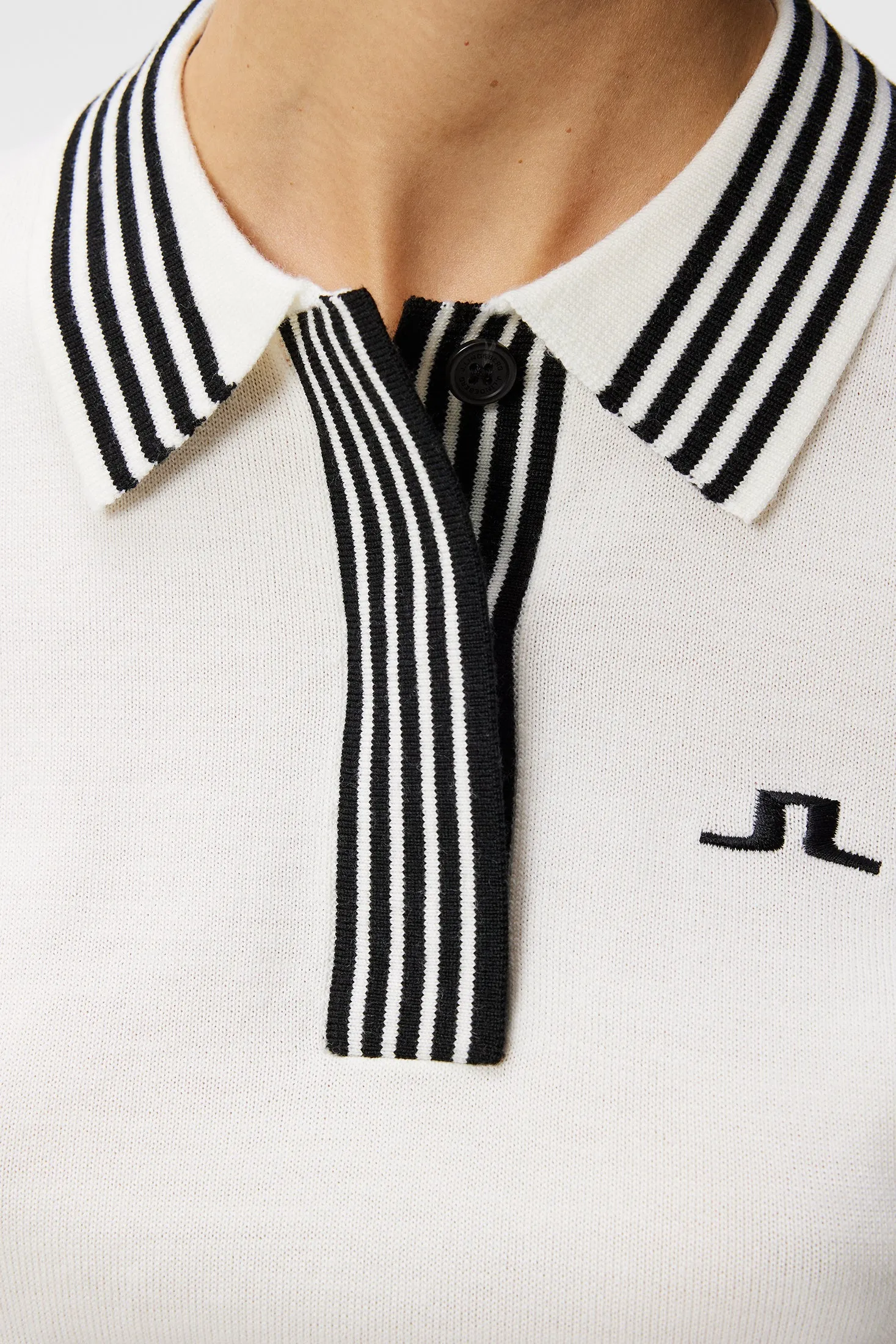 Lucie Fine Knit Polo / White