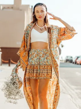 Mía Bohemian Floral Print Kimono Style Robe