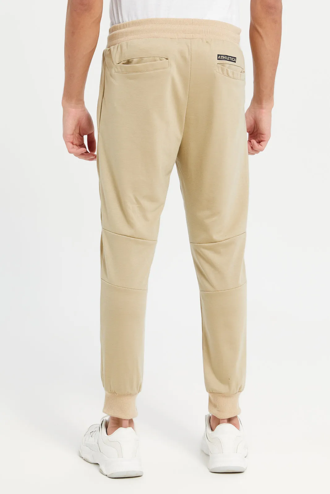 Men Beige Slim Fit Active Pants