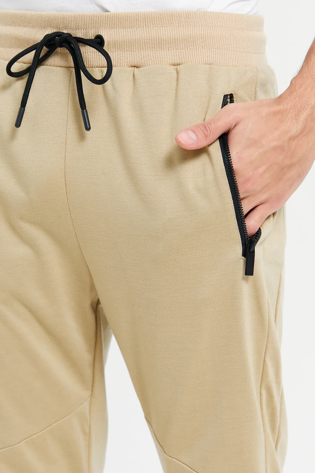 Men Beige Slim Fit Active Pants