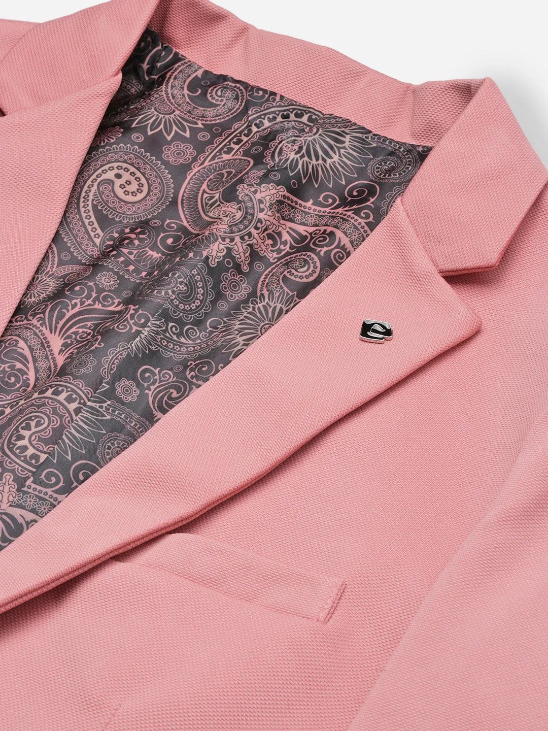 Men Pink Slim Fit Single Breasted Blazer