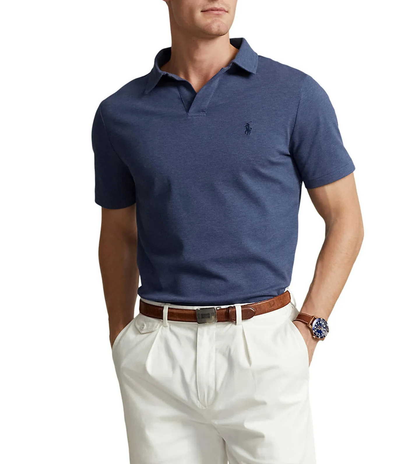 Men's Classic Fit Stretch Mesh Polo Shirt Refined Navy