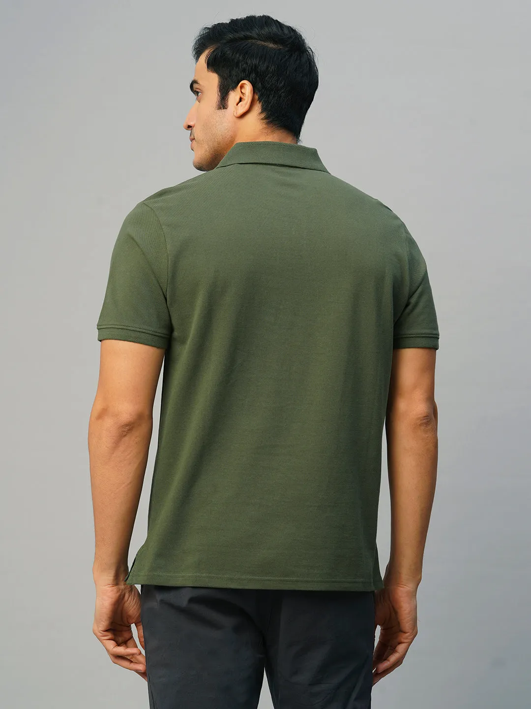 Men's Dk Green Cotton Regular Fit Tshirt