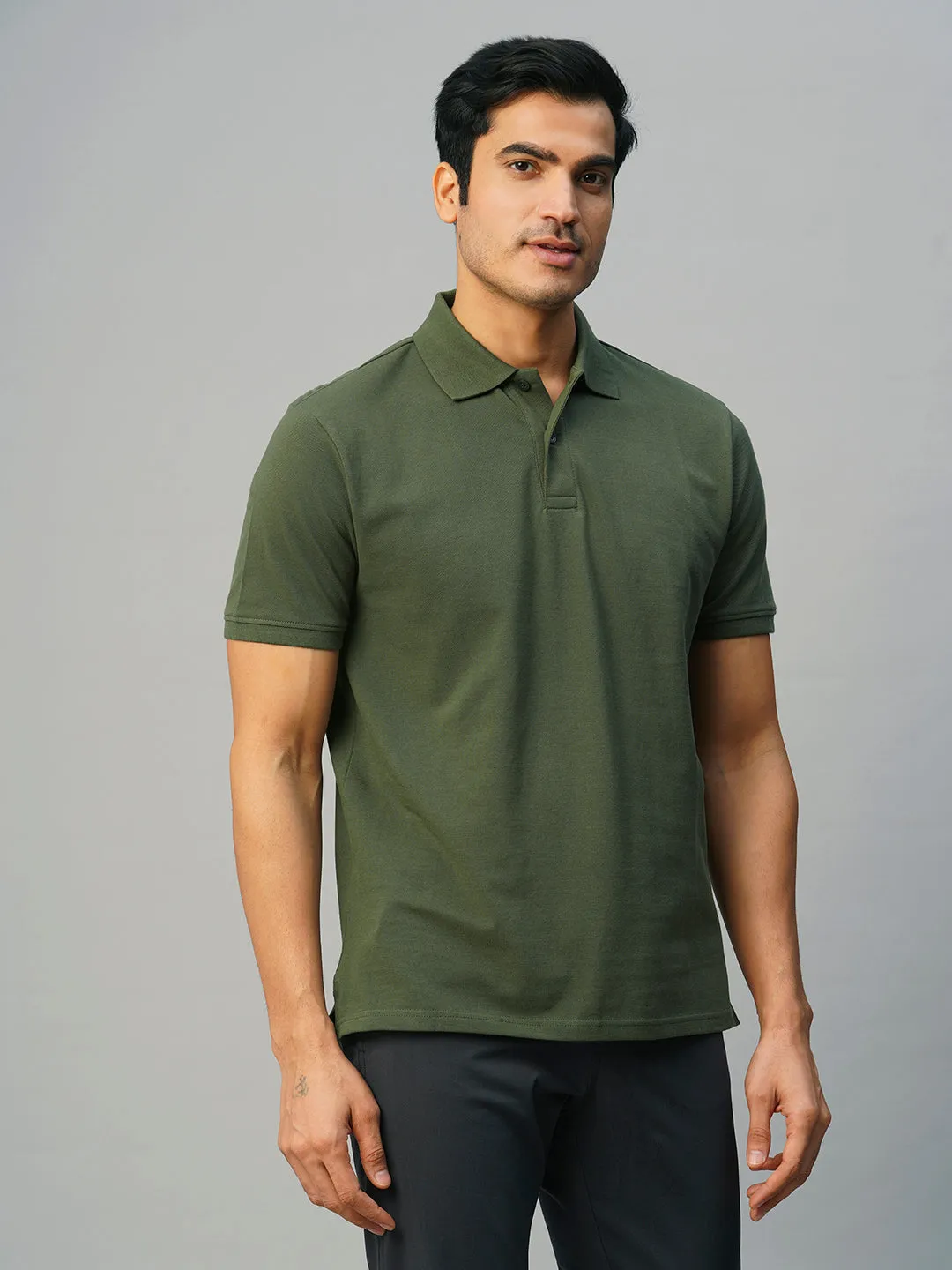 Men's Dk Green Cotton Regular Fit Tshirt