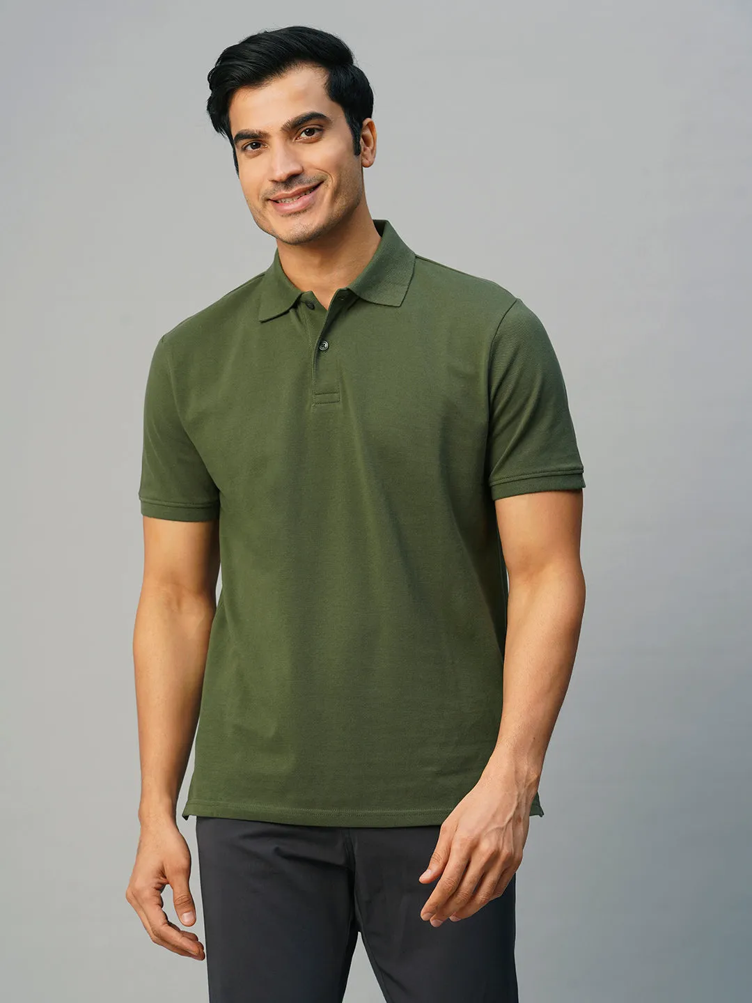 Men's Dk Green Cotton Regular Fit Tshirt