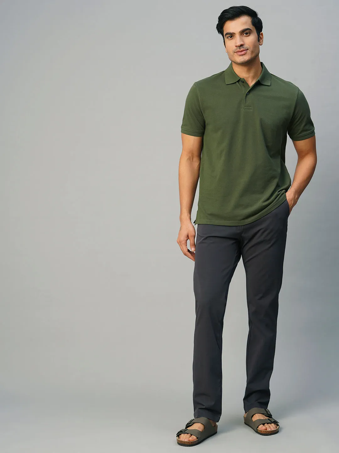 Men's Dk Green Cotton Regular Fit Tshirt