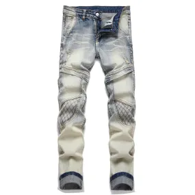 Men's Punk Patchwork Ripped Stretch Jeans 32517765U