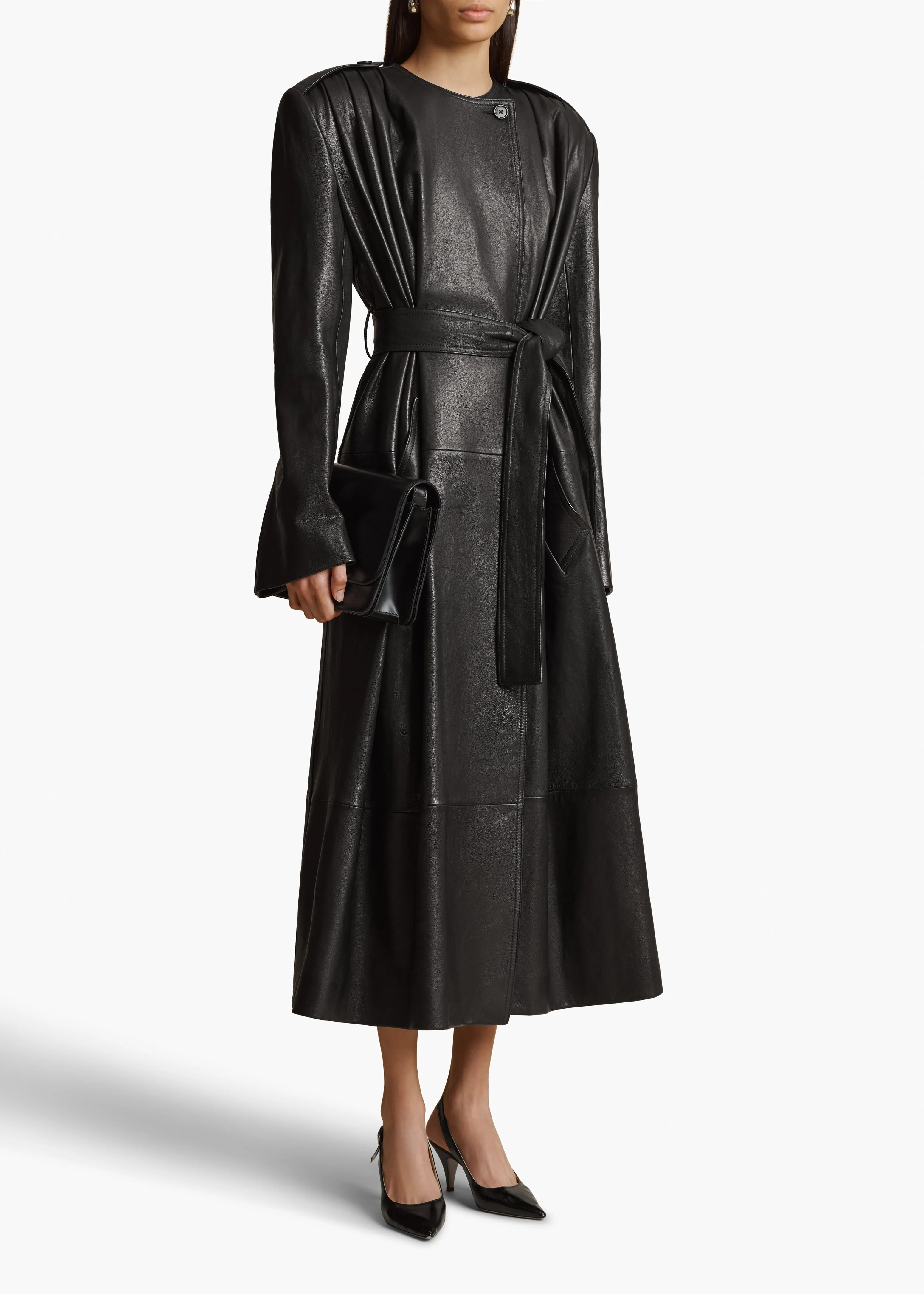 Minnler Trench in Black Leather