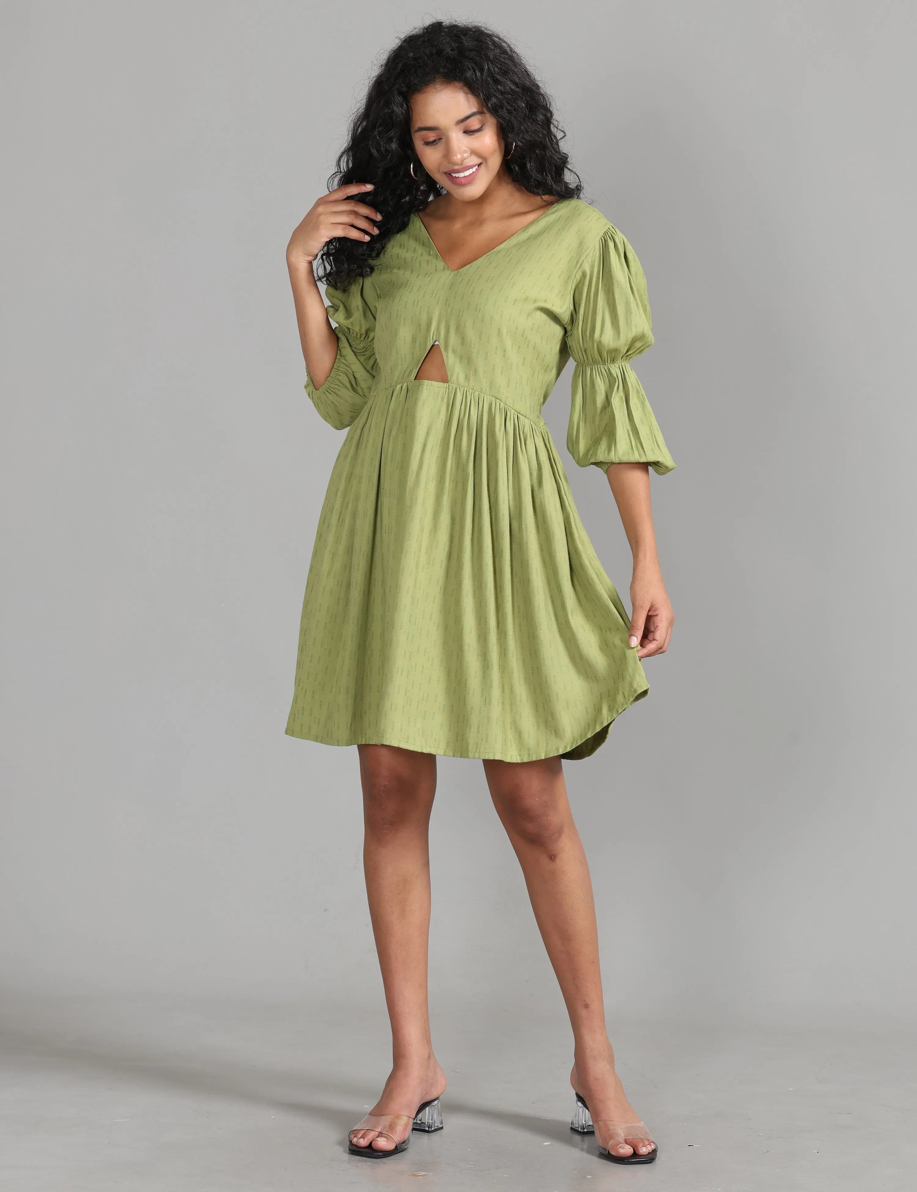 Minty Freshness A-line Dress