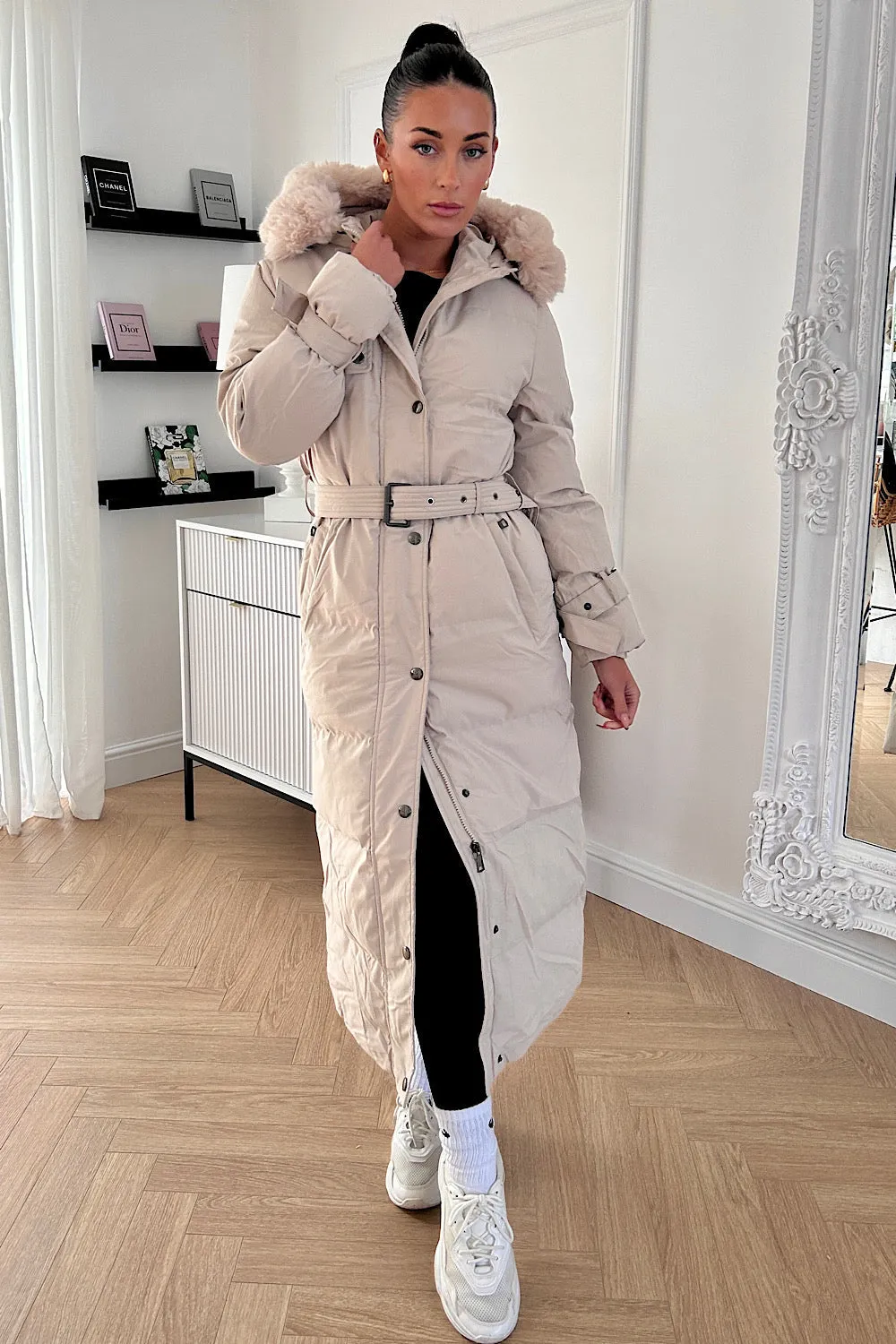 Molly Cream Padded Faux Fur Coat