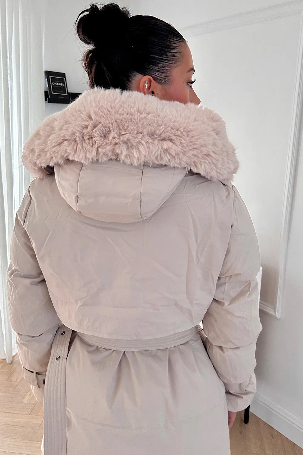 Molly Cream Padded Faux Fur Coat