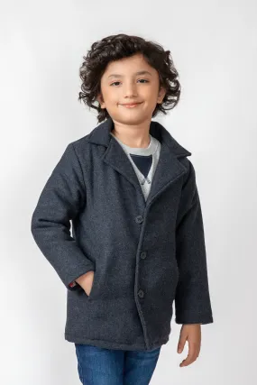 Navy Blue Felt Boys' Coat