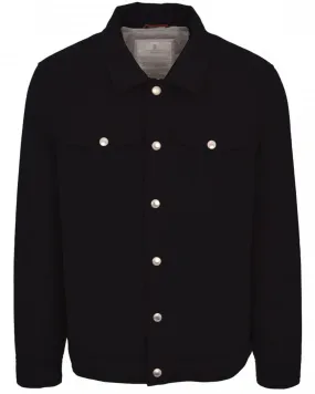 Navy Cashmere Padded Shirt Jacket