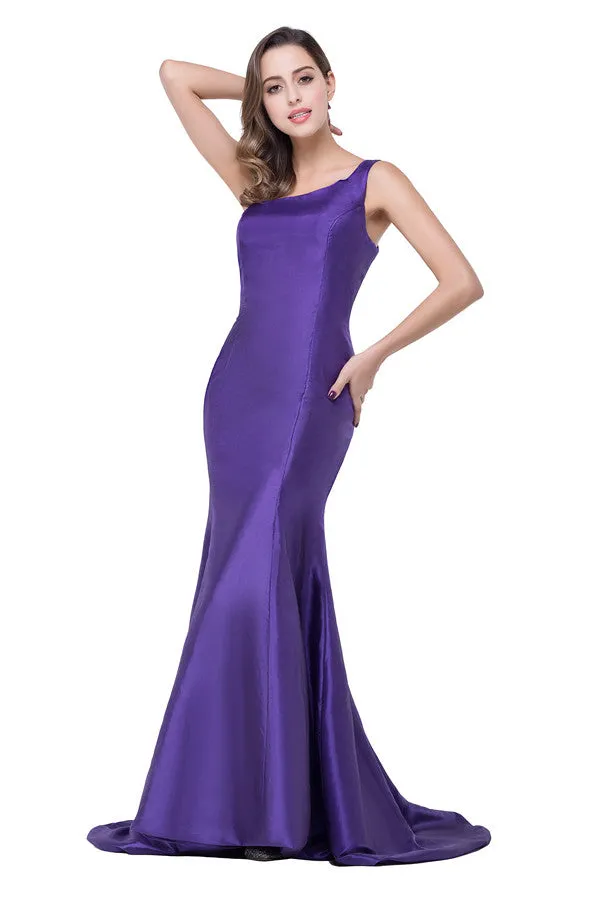 One-shoulder Sweep-length Mermaid Satin Bridesmaid Dresses